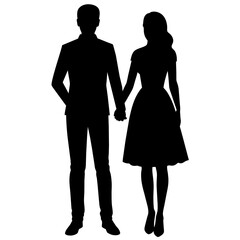 Silhouette illustration of a realistic young couple standing side by side.