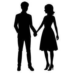 Silhouette illustration of a realistic young couple standing side by side.
