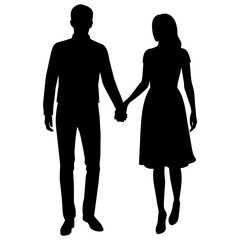 Silhouette illustration of a realistic young couple standing side by side.