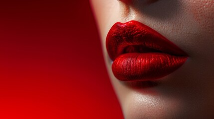 Red Lipstick Portrait: Luxe Branding Mockup with Lip Gloss