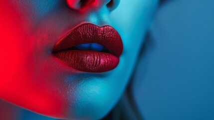 Red Lipstick Portrait: Luxe Branding Mockup with Lip Gloss