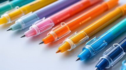  a set of beautifully arranged highlighter pens, centered with sharp detail and a clean white background.