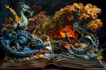 Obraz premium Enchanted Storybook Brought to Life in a Fantastical Digital Sculpture
