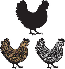 Chicken silhouette on a white background