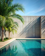 Fototapeta premium Luxurious Outdoor Pool with Palm Trees
