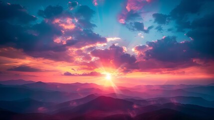 breathtaking sunset sky with vibrant hues of blue purple and orange ethereal atmospheric landscape