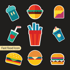 Fast food icons set stikers collection, Fast food icons 