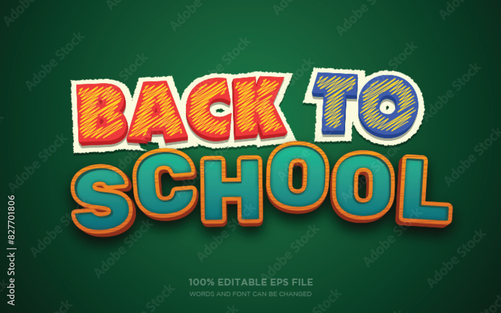 Poster back to school 3d editable text style effect