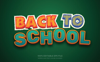 Back To School 3D editable text style effect	