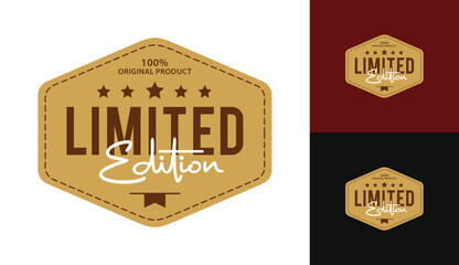Limited Edition hexagon vector badges. Luxury black and gold labels. For icon, logo, sign, seal, symbol, stamp, sticker. Vector illustration