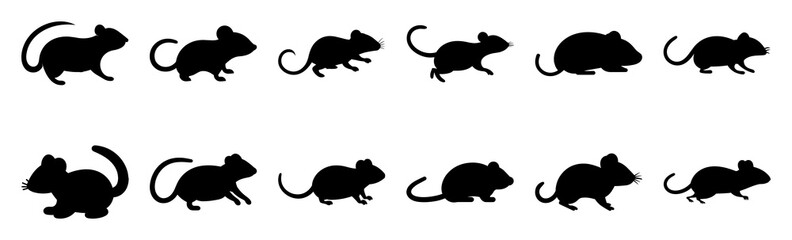 Mouse rat silhouette set vector design big pack of illustration and icon