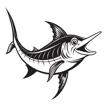 recommend clip art: Blue marlin fish isolated white background Vector illustration