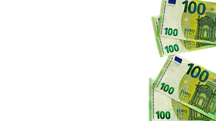 100 euro banknotes isolated on white