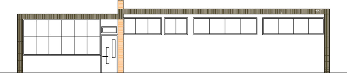 Vector illustration sketch of modern industrial residential building architectural design drawing