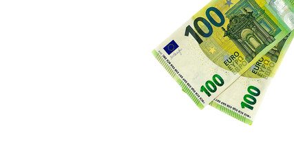 100 euro banknotes isolated on white