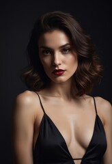 Naklejka premium portrait of a model, closeup of a woman, face close up