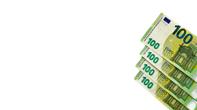 100 euro banknotes isolated on white