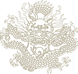 Sketch illustration vector drawing design detail of chinese mythology dragon animal logo icon