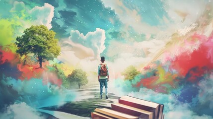 educational success journey learning growth professional accomplishments concept scene digital painting