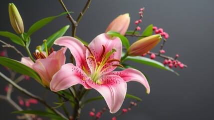Close-Up of Lily Flower: The Art of Ikebana

