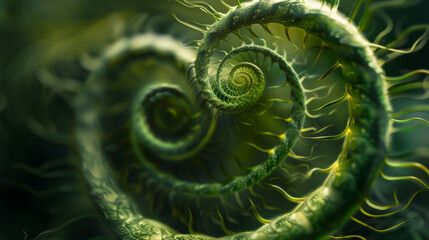 Verdant Whirl: Hyper-Realistic Green Spiral. Generative AI