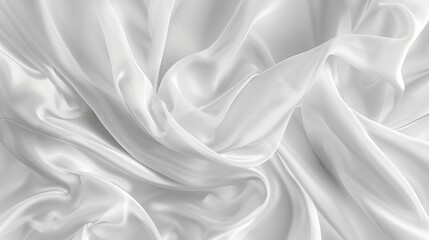 Obraz premium ethereal white silk fabric gracefully floating in the air creating a sense of softness and elegance suitable for beauty and cosmetics aigenerated illustration