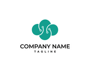 Cloud logo cyber tech data storage future logo clip art vector business communication internet company editable