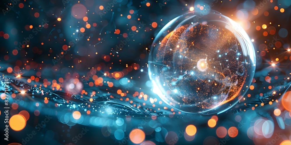Poster futuristic quantum computer integrates organic elements seamlessly. concept quantum computing, organ