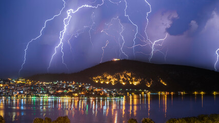 lightning over lake