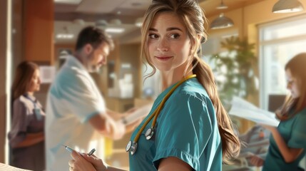 The smiling female nurse