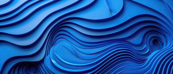 Obraz premium Abstract blue wave pattern background, featuring layered undulating curves and intricate textures for creative design projects.