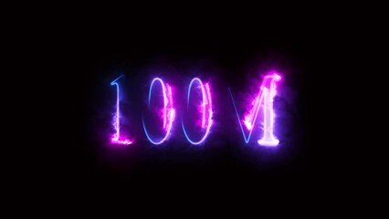 Abstract neon number 100M views You Tube site. - Powered by Adobe