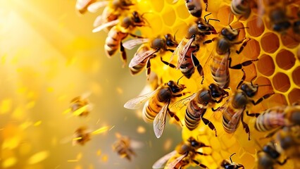 "Bees' Collaborative Efforts in Problem-Solving and Teamwork". Concept Collaborative Behavior in Bees, Problem-Solving Skills, Hive Teamwork, Bee Communication, Collective Decision-Making