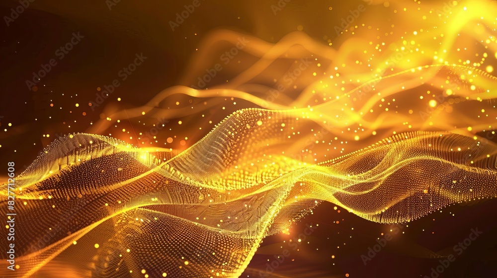 Poster flowing energy background with dynamic waves and particles abstract motion concept illustration