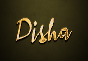 Old gold text effect of Hindi name Disha with 3D glossy style Mockup.