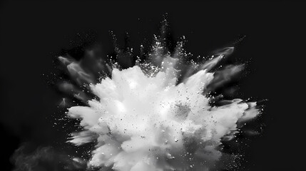 White powder explosion on black background