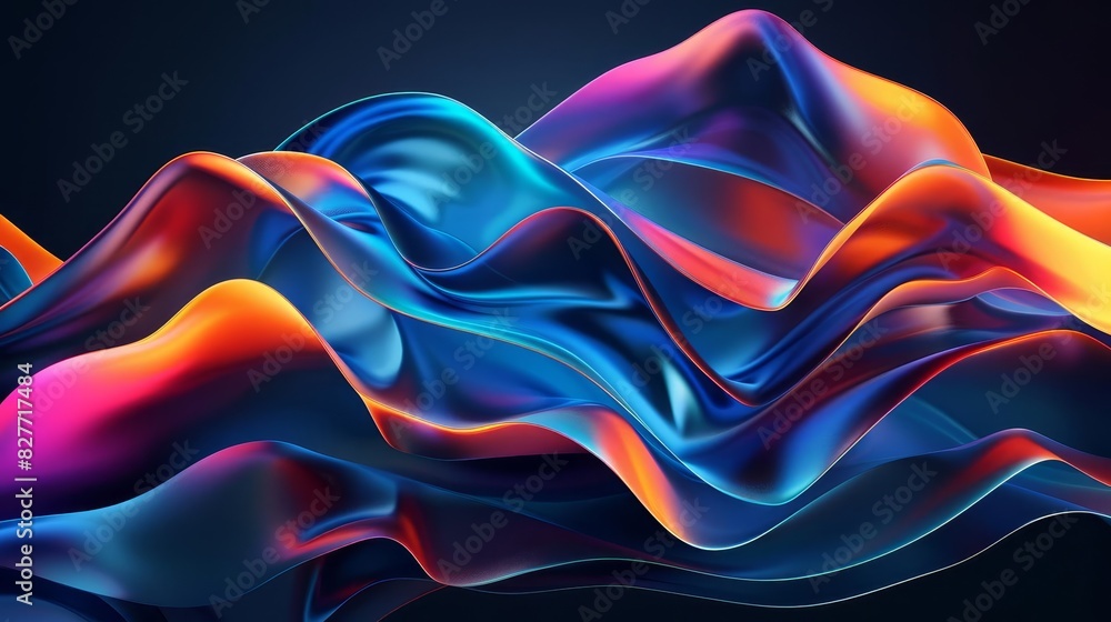 Poster abstract 3d dark background with dynamic flowing shapes futuristic digital art