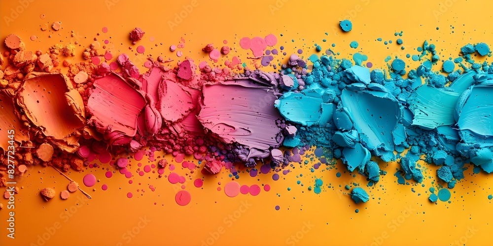 Aufkleber explosion of vibrant paint surrounding empty frame for product display. concept product display, vib