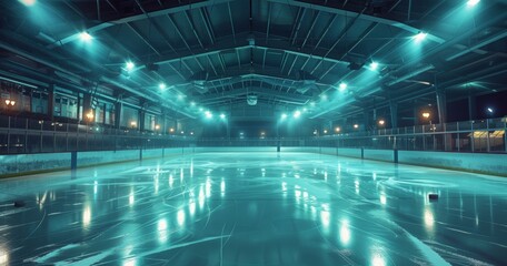 Fototapeta premium empty ice rink sport arena pitch field.