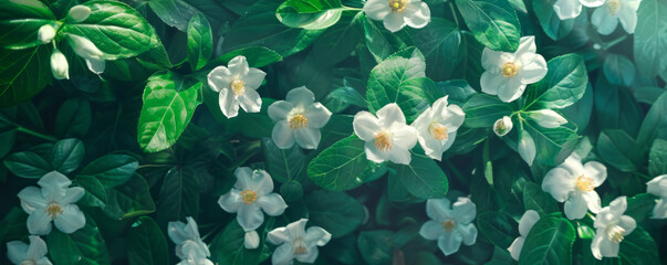 Luminous White Jasmine in Greenery