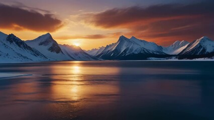 Lake, Clouds and Mountain. Beautiful Natural Sunset Reflection in Silent River Water. Travel Tourism Adventure Web Banner Wallpaper Design