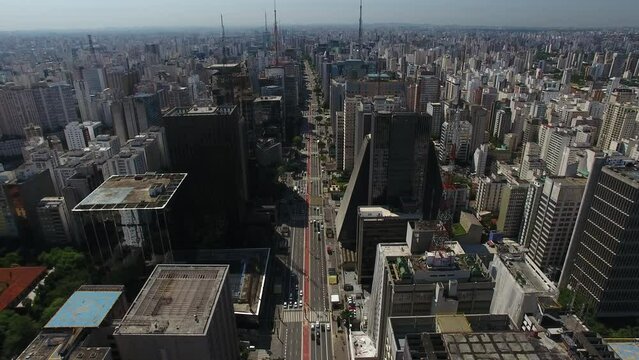 Aerial view of Paulista Avenue, S&atilde;o Paulo, Brazil