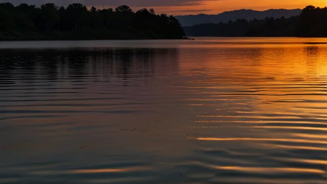 Sunrise on River Water. Beauty Natural Scene Background. Relax Zen Yoga Travel and Tourism Concept. 