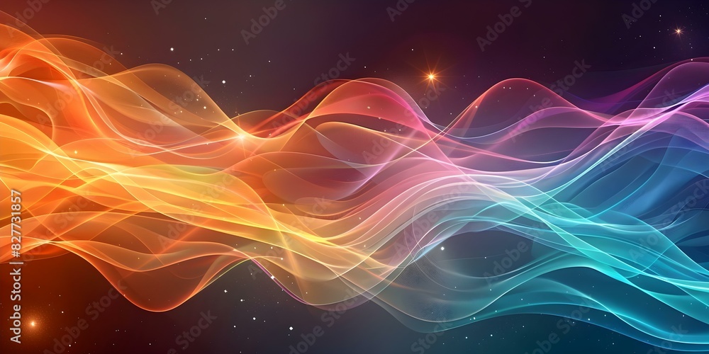 Poster abstract design: vibrant wave pattern background with stars and glowing lines. concept abstract desi