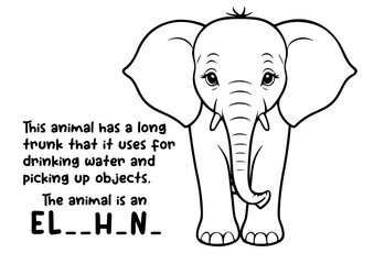 coloring book animal and unique fact about elephant