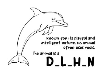 coloring book animal and unique fact about Dolphin