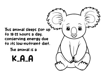 coloring book animal and unique fact about Koala