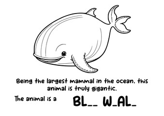 coloring book animal and unique fact about blue whale