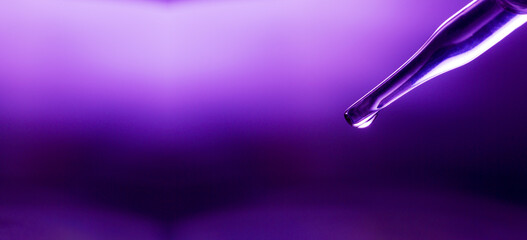 Water droplets macro science experiment,Liquid drop from laboratory glass Pipette