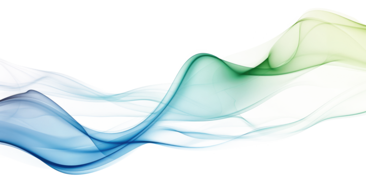 blue green smooth smoke wave isolated on white or transparent png